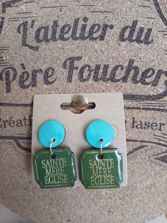 Boucles d'oreilles en bois D-Day