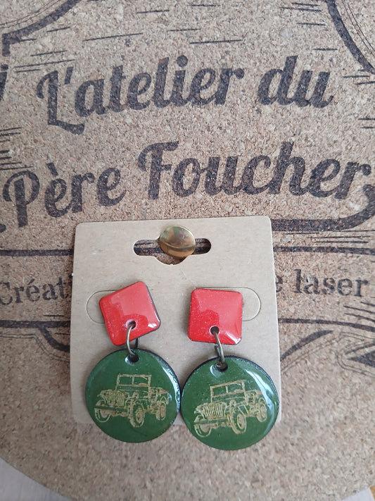 Boucles d'oreilles en bois D-Day